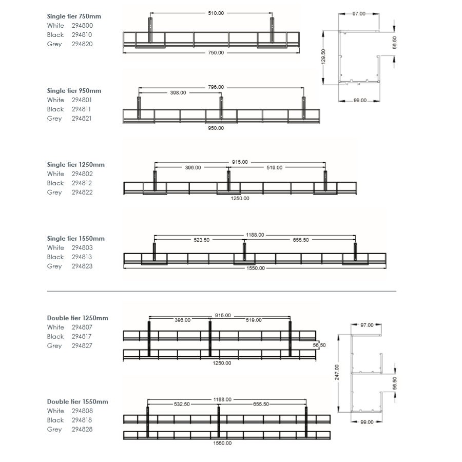 Prodigy Cable Basket Sizes