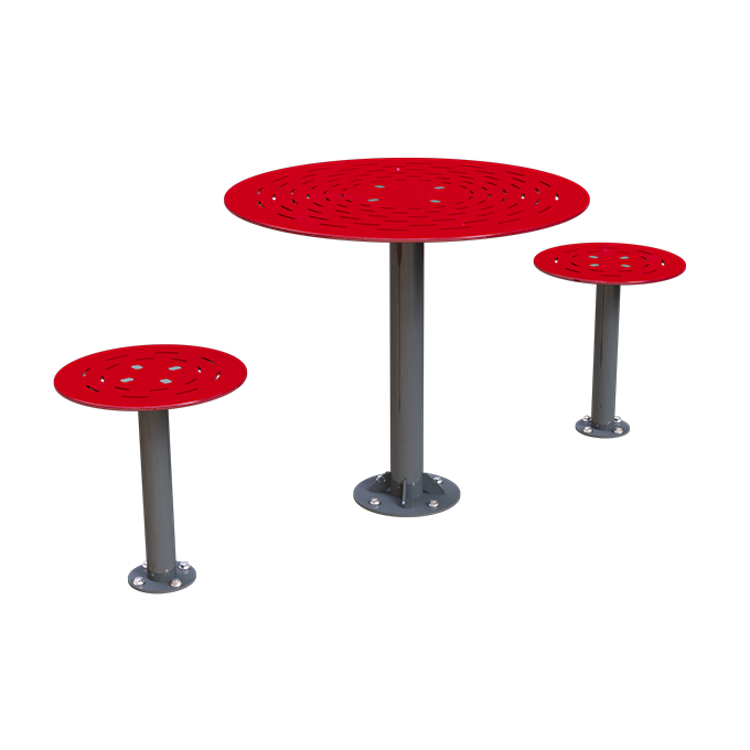 Round Table Setting 2 Seater Red Tops
