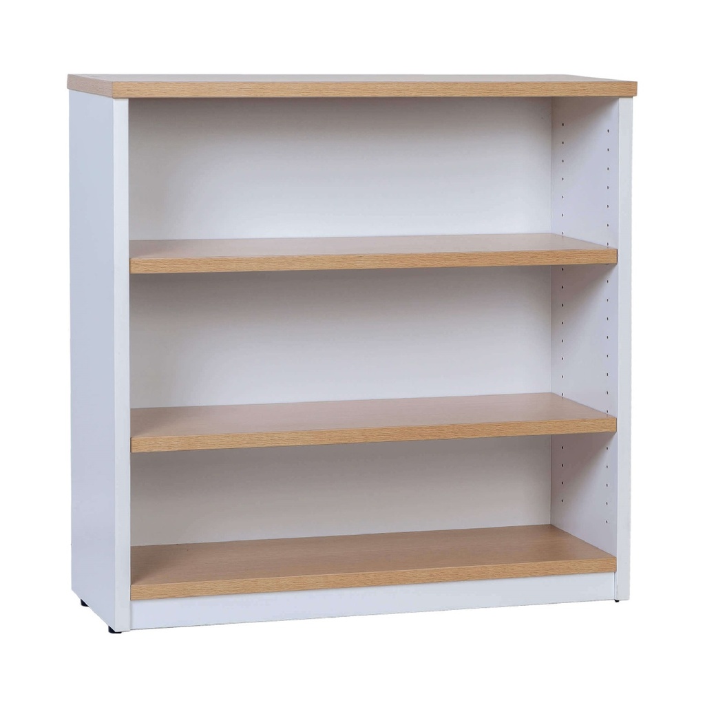 Logan Bookcase (900W x 315D x 900H (2 Adj Shelves), Oak / White)