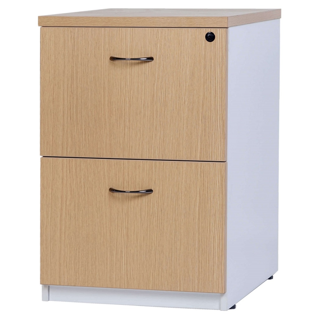 Logan Filing Cabinet (550D x 476W x 715H, Oak / White)