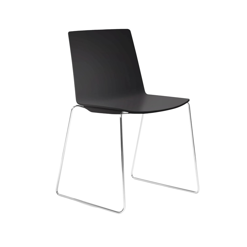Jubel Sled Chair (Black Shell, Chrome)