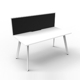 Eternity Workstation Desk (1500W x 750D x 25mm, With Screen, White, Natural White)