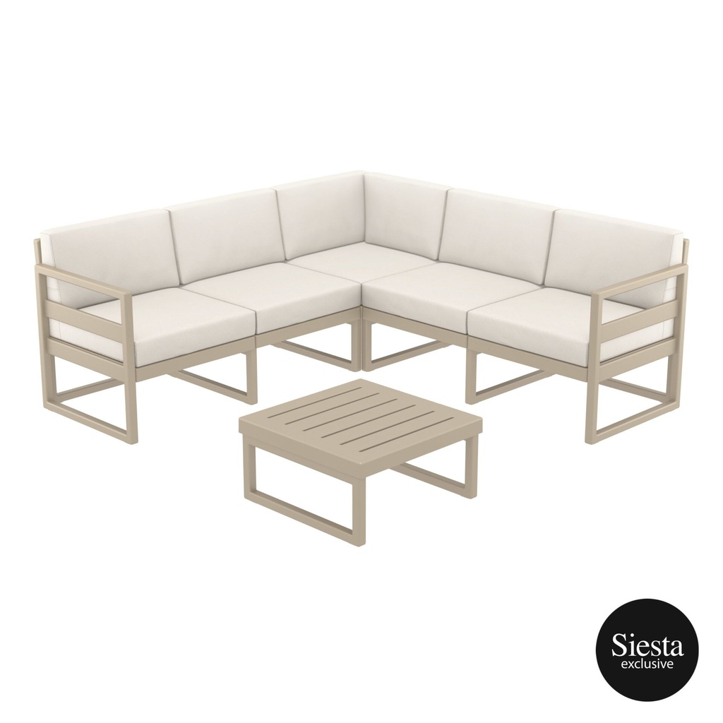Mykonos Corner Lounge Set (Taupe Frame / Beige Cushions)