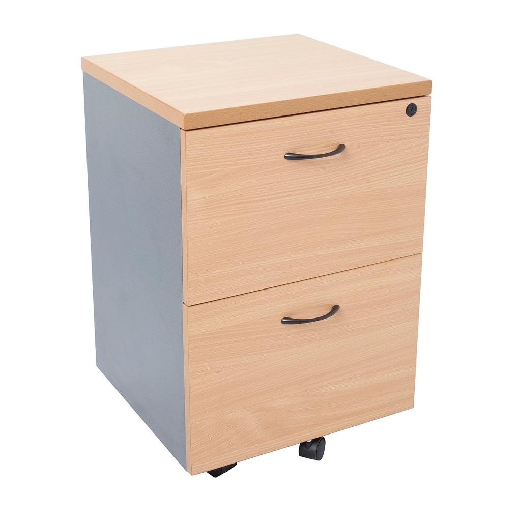 Rapid Worker Mobile Pedestal (2 Drawers, Beech on Ironstone)