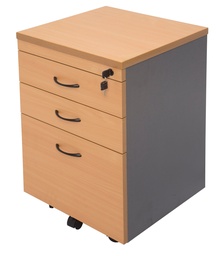 Rapid Worker Mobile Pedestal (3 Drawers, Beech on Ironstone)